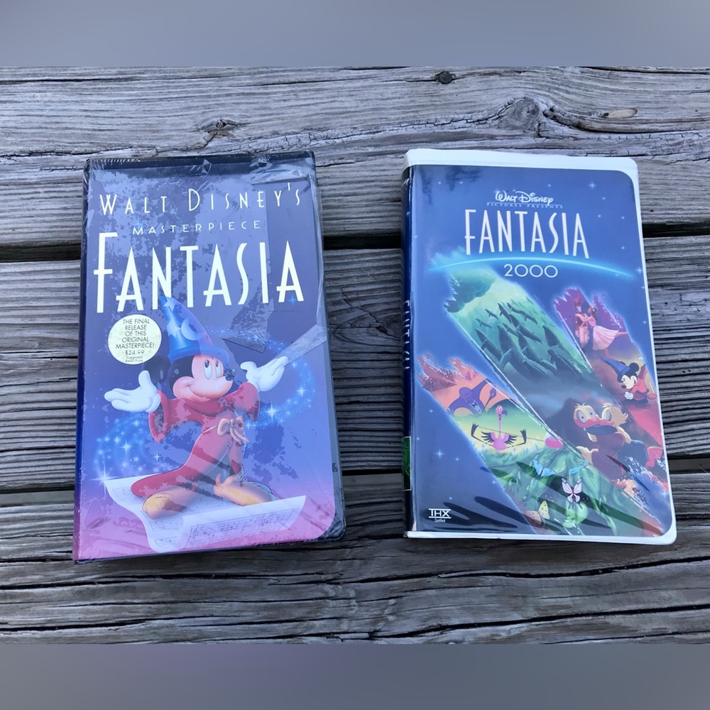 NEW Sealed Gold Walt Disney Fantasia & Bonus Fantasia 2000 VHS Tapes In Cases